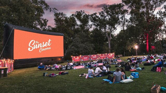 A beautiful evening at the Sunset Cinema sunset Cinema, outdoor movies, Canberra, events, food, wine, cheese, bar, picnic