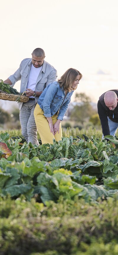 Farm to table tour Pialligo Estate Canberra A young couple on a tour through the vegetable garden beds at Pialligo Estate Canberra.